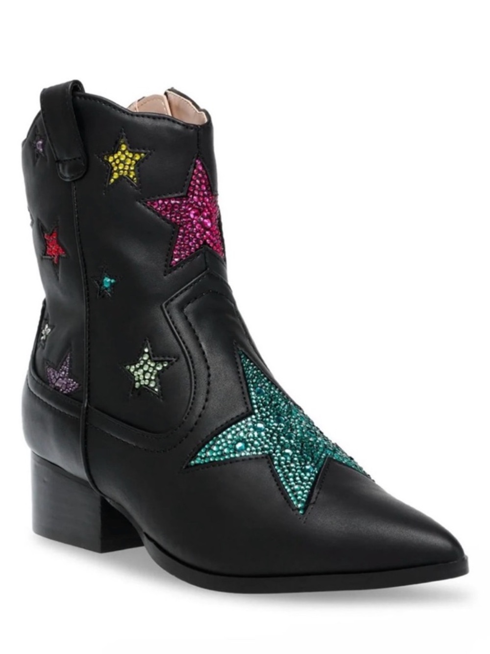 BETSEY JOHNSON Edison Star Rhinestone Western Boots Black NWT Size 5.5 Women’s
